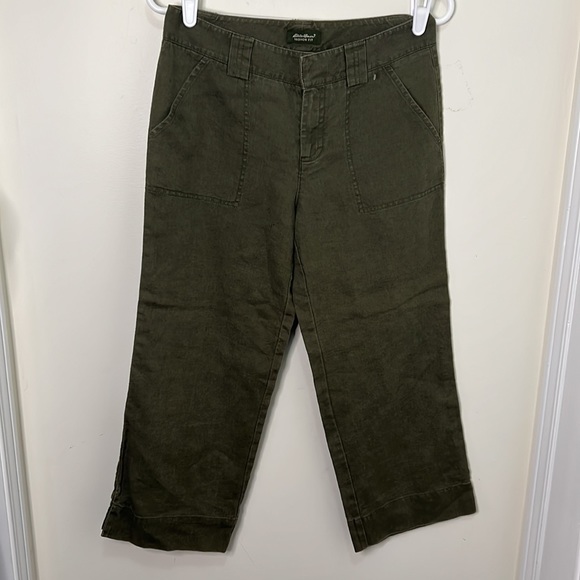Eddie Bauer Vashon Relaxed Fit 100% Linen Capris Pants Size 2 - Picture 3 of 9